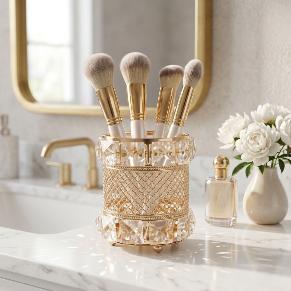 ที่ใส่แปรงแต่งหน้าสีทอง กล่องเ - Luxury Skincare And Makeup Brands บทวิจารณ์และราคา